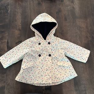 Jacadi Paris 12 month girl fleece lined raincoat umbrella print